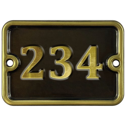 Номер на дверь '234', самоклеющийся, 8х10 см, из латуни, лакированный. Все цифры в наличии.