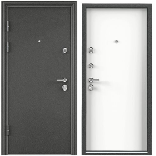 Дверь входная для квартиры металлическая Torex Ultimatum MP 950х2050 см, открывание влево, тепло-шумоизоляция, антикорозийная защита замки 4-го класса защиты, цвет черный /белый