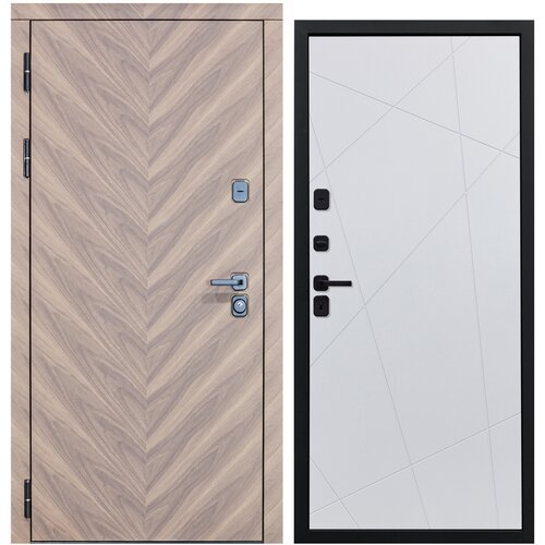 Дверь входная металлическая DIVA 98 2050x860 Левая Орех шоколадный - Д11 Белый Софт, тепло-шумоизоляция, антикоррозийная защита для квартиры
