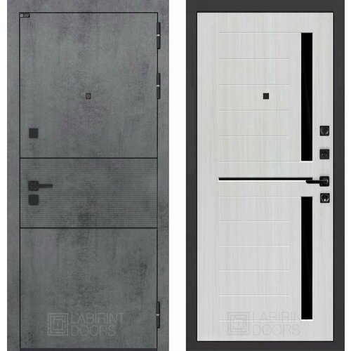 Входная дверь Labirint Infinity 02 Сандал белый 960x2050, открывание правое