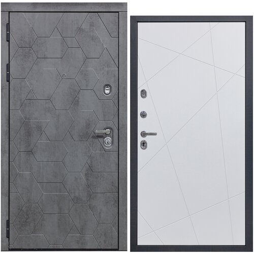 Дверь входная металлическая DIVA 51 2050x860 Левая Бетон Темный - Д11 Белый Софт, тепло-шумоизоляция, антикоррозийная защита для квартиры