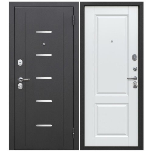 Входная дверь Ferroni 7,5 см Гарда Серебро Велюр Белый Софт 960*2050 левая