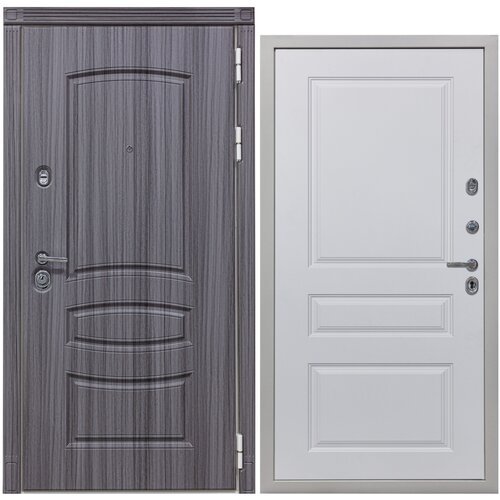 Дверь входная металлическая DIVA 42 2050x960 Правая Сандал серый - Д13 Белый Софт, тепло-шумоизоляция, антикоррозийная защита для квартиры