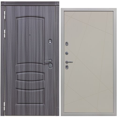 Дверь входная металлическая DIVA 42 2050x960 Левая Сандал серый - Д11 Софт Шампань, тепло-шумоизоляция, антикоррозийная защита для квартиры