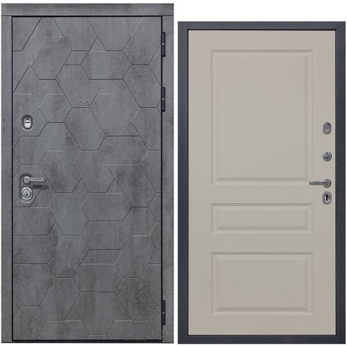 Дверь входная металлическая DIVA 51 2050x860 Правая Бетон Темный - Д13 Софт Шампань, тепло-шумоизоляция, антикоррозийная защита для квартиры