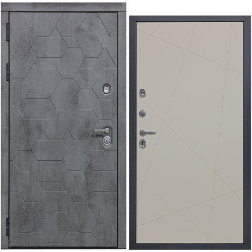 Дверь входная металлическая DIVA 51 2050x860 Левая Бетон Темный - Д11 Софт Шампань, тепло-шумоизоляция, антикоррозийная защита для квартиры