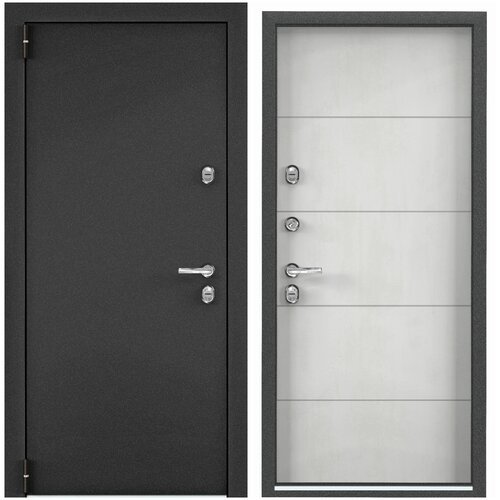 Дверь входная для дома Torex Snegir PRO 950х2050, левый, тепло-шумоизоляция, антикорозийная защита, замки 4-го и 3-го класса защиты, темно-серый/серый