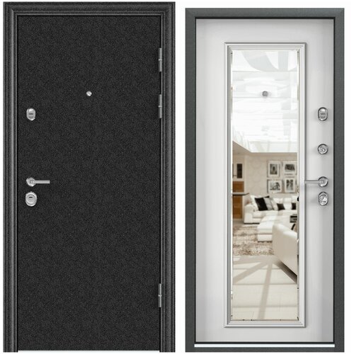 Дверь входная для квартиры Torex Ultimatum MP 950х2070, правый, тепло-шумоизоляция, антикоррозийная защита, замки 4-го класса защиты, черный /белый