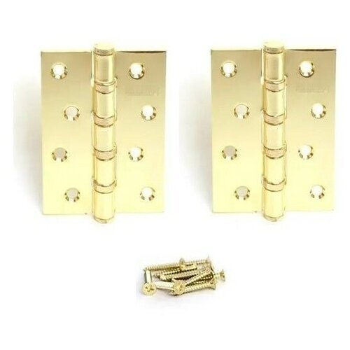 Дверные петли (2 шт) универсальные врезные Rezident 100х75х3 мм Золото