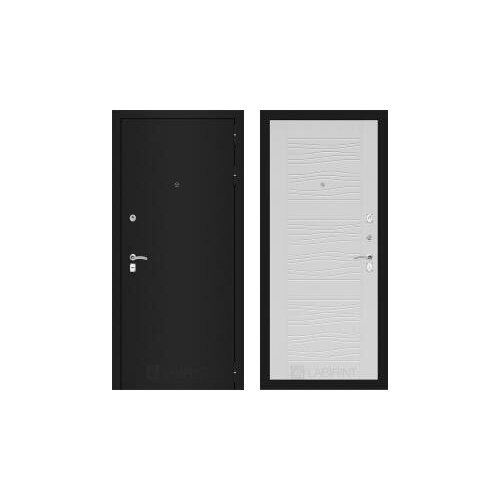 Дверь входная (стальная, металлическая) Labirint Classic 'Шагрень черная' 06 'Белое дерево'