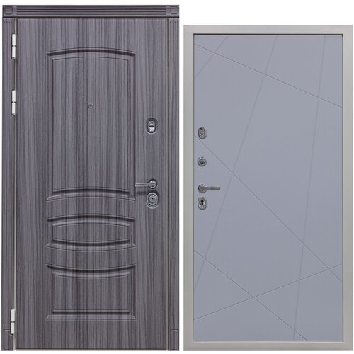 Дверь входная металлическая DIVA 42 2050x960 Левая Сандал серый - Д11 Силк Маус, тепло-шумоизоляция, антикоррозийная защита для квартиры
