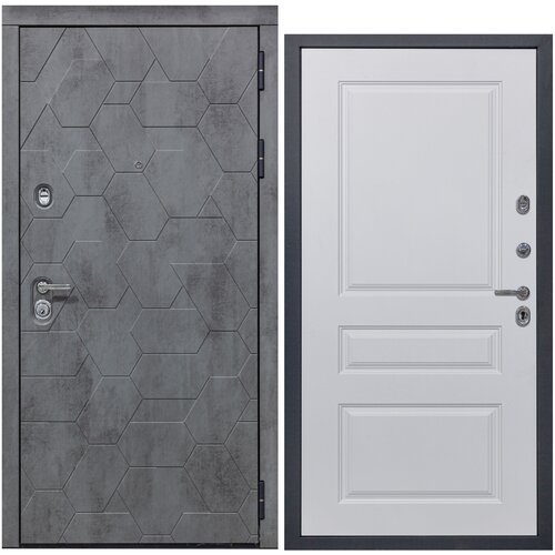 Дверь входная металлическая DIVA 51 2050x860 Правая Бетон Темный - Д13 Белый Софт, тепло-шумоизоляция, антикоррозийная защита для квартиры
