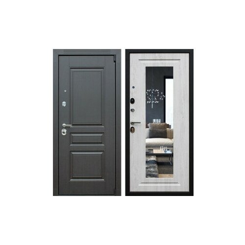 Входная металлическая дверь АСД Гермес New 3К с зеркалом Сосна белая