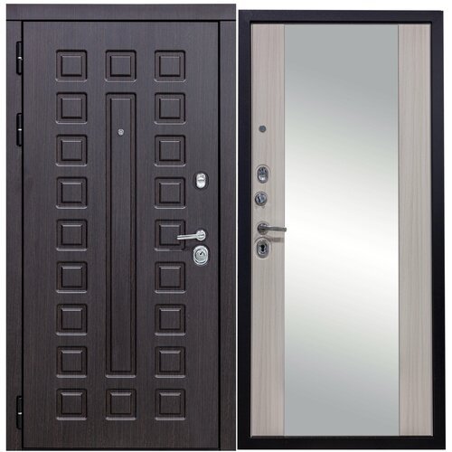 Дверь входная металлическая DIVA 30 Зеркало 2050х960 Левая Венге-Сандал, тепло-шумоизоляция, антикоррозийная защита для квартиры
