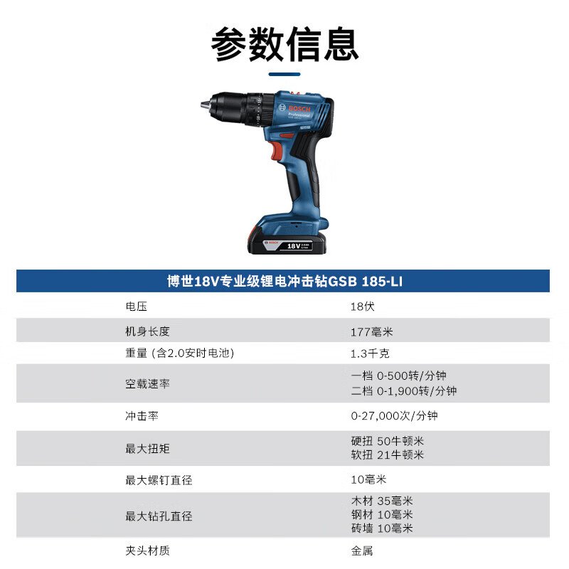 Дрель аккумуляторная Bosch GSB 185-Li + два аккумулятора 2.0Ah