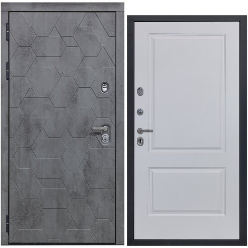 Дверь входная металлическая DIVA 51 2050x860 Левая Бетон Темный - Д7 Белый Софт, тепло-шумоизоляция, антикоррозийная защита для квартиры