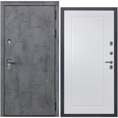 Дверь входная металлическая DIVA 51 2050x960 Правая Бетон Темный - Н10 Белый Софт, тепло-шумоизоляция, антикоррозийная защита для квартиры