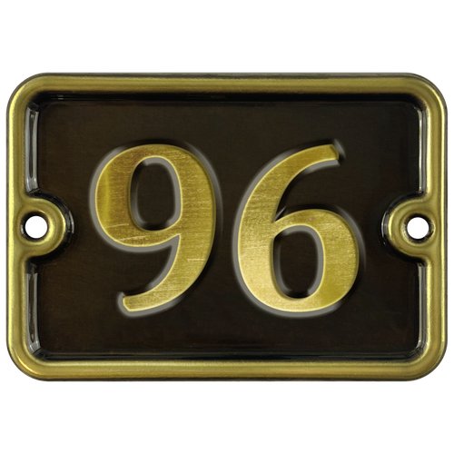 Номер на дверь '96', самоклеющийся, 8х10 см, из латуни, лакированный. Все цифры в наличии.