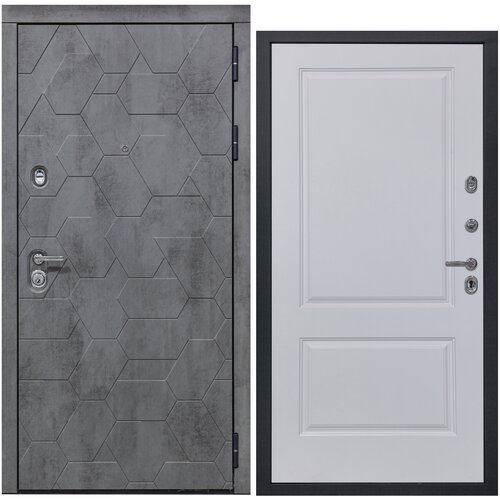 Дверь входная металлическая DIVA 51 2050x860 Правая Бетон Темный - Д7 Белый Софт, тепло-шумоизоляция, антикоррозийная защита для квартиры