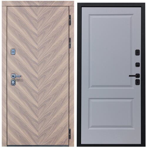 Дверь входная металлическая DIVA 98 2050x960 Правая Орех шоколадный - Д7 Силк Маус, тепло-шумоизоляция, антикоррозийная защита для квартиры