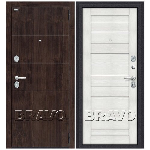 Входная дверь Браво Прайм П-28 (Темная Вишня)/Bianco Veralinga, Bravo металлическая