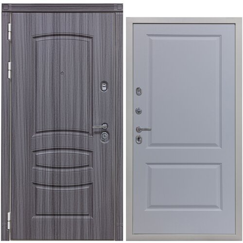 Дверь входная металлическая DIVA 42 2050x960 Левая Сандал серый - Д7 Силк Маус, тепло-шумоизоляция, антикоррозийная защита для квартиры