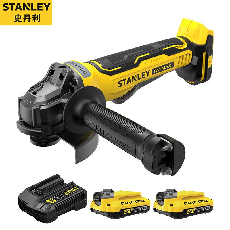 Угловая шлифовальная машина Stanley SBG700-A9, 125 мм + два аккумулятора 2.0Ah, зарядное устройство