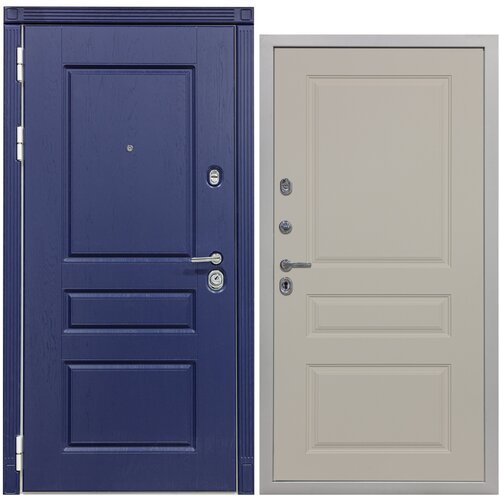 Дверь входная металлическая DIVA 45 2050x960 Левая Роял синий - Д13 Софт Шампань, тепло-шумоизоляция, антикоррозийная защита для квартиры