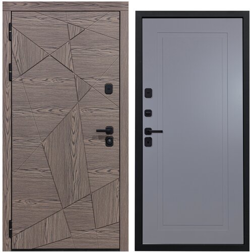 Дверь входная металлическая DIVA 97/2 2050x860 Левая Дуб коньяк - Н10 Силк Маус, тепло-шумоизоляция, антикоррозийная защита для квартиры