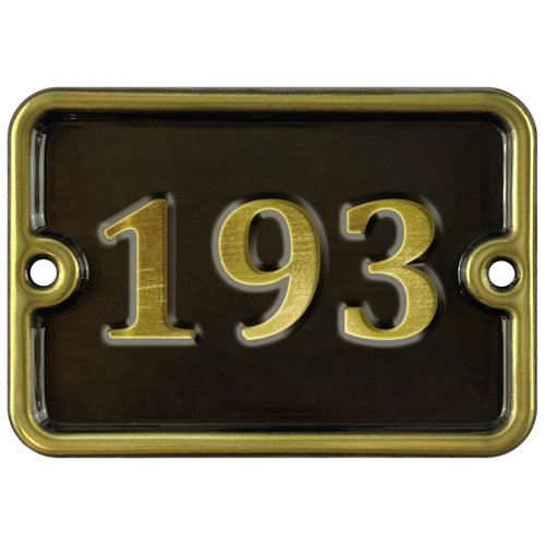 Номер на дверь '193', самоклеющийся, 8х10 см, из латуни, лакированный. Все цифры в наличии.