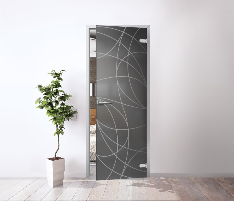 Межкомнатная стеклянная дверь Style S SSOttawa-06-28, 200*80, Мат. графит, с фурн., короб.