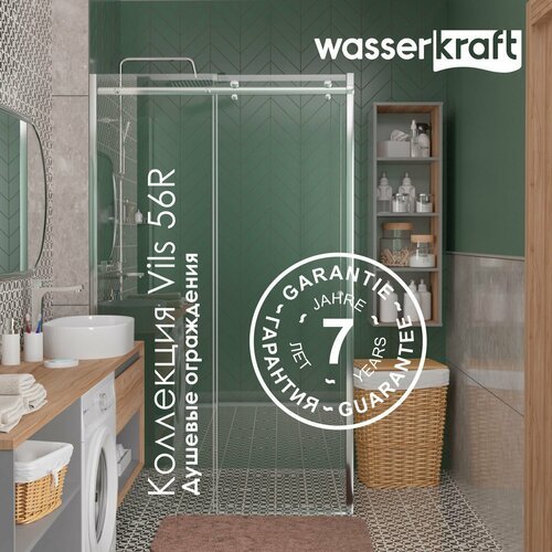 Душевой уголок Wasserkraft Vils 56R22 100x90 без поддона, стекло прозрачное, профиль хром