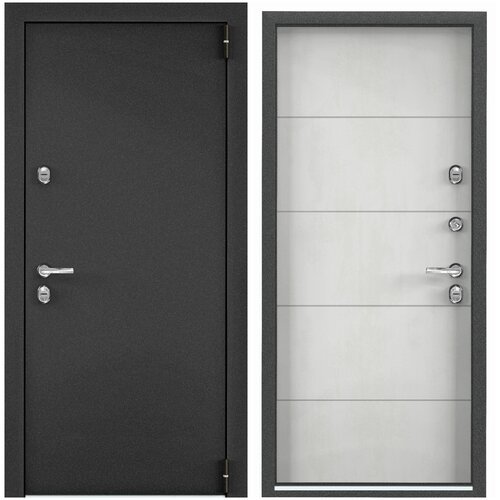 Дверь входная для дома Torex Snegir PRO 950х2050 правый, тепло-шумоизоляция, антикоррозийная защита замки 4-го и 3-го класса защиты, темно-серый/серый