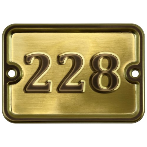 Цифра дверная '228' самоклеющаяся, 8х10 см, из латуни, штампованная, лакированная. Все цифры в наличии.