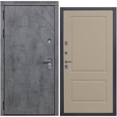 Дверь входная металлическая DIVA 51 2050x860 Левая Бетон Темный - Д7 Софт Шампань, тепло-шумоизоляция, антикоррозийная защита для квартиры