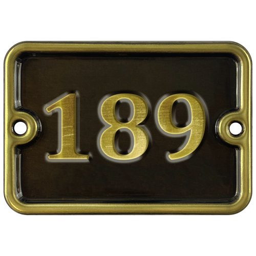 Номер на дверь '189', самоклеющийся, 8х10 см, из латуни, лакированный. Все цифры в наличии.
