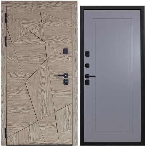 Дверь входная металлическая DIVA 97/1 2050x960 Левая Дуб натуральный - Н10 Силк Маус, тепло-шумоизоляция, антикоррозийная защита для квартиры