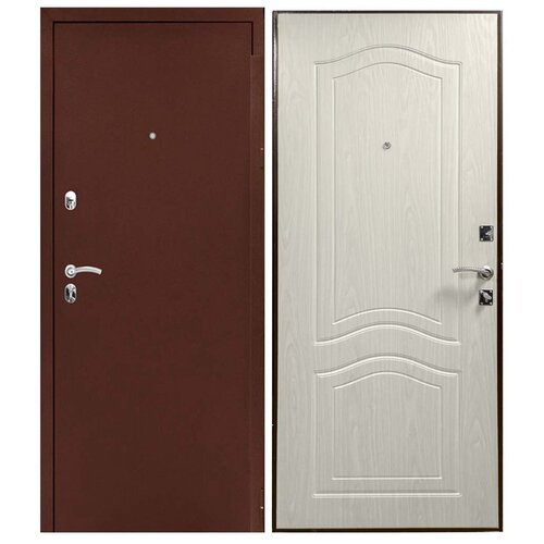 Входная дверь стандарт оптима альфа Левая 2050x960 Антик медный / Белое дерево