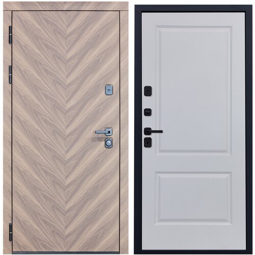 Дверь входная металлическая DIVA 98 2050x860 Левая Орех шоколадный - Д7 Белый Софт, тепло-шумоизоляция, антикоррозийная защита для квартиры