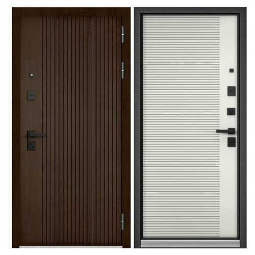 Дверь входная для квартиры Torex TRUST Optima 960х2050, правый, тепло-шумоизоляция, антикоррозийная защита, замки 3-го и 4-го класса, черный/серый