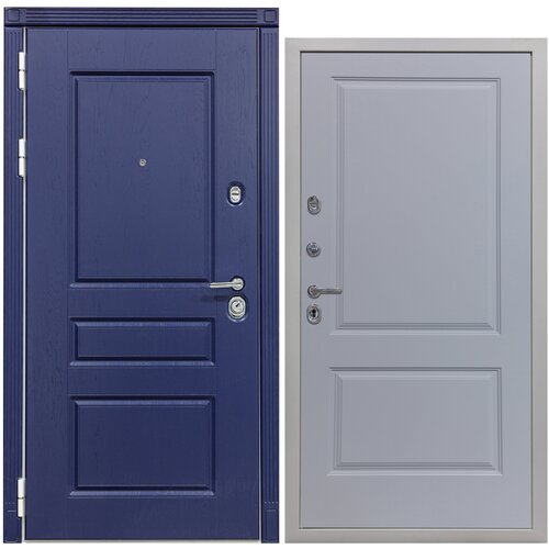 Дверь входная металлическая DIVA 45 2050x960 Левая Роял синий - Д7 Силк Маус, тепло-шумоизоляция, антикоррозийная защита для квартиры