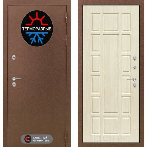 Входная дверь Labirint Термо Магнит 12 'Беленый дуб' 960x2050, открывание правое