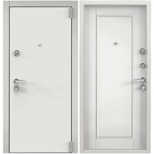Дверь входная для квартиры Torex Super Omega 100 950х2070, правый, тепло-шумоизоляция, антикоррозийная защита, замки 4-ого класса, темно-серый/белый