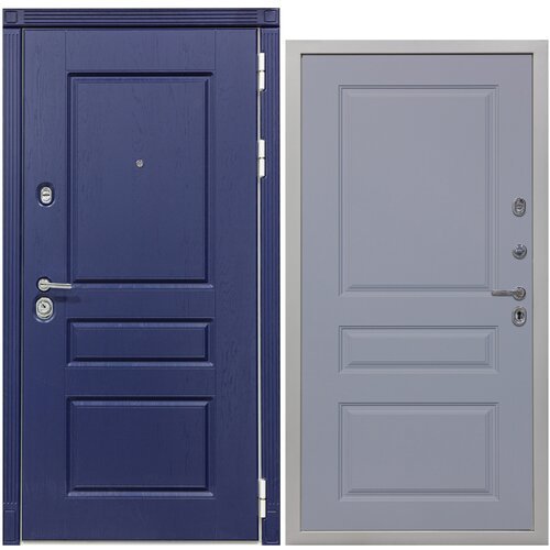 Дверь входная металлическая DIVA 45 2050x960 Правая Роял синий - Д13 Силк Маус, тепло-шумоизоляция, антикоррозийная защита для квартиры
