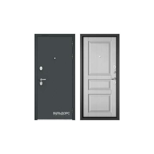 Дверь входная (стальная, металлическая) Бульдорс TRUST STANDART 90 Чёрный муар 'Дуб белый матовый'