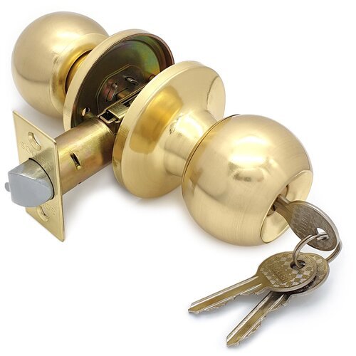 Ручка-защелка /кноб/ межкомнатная SOLLER ЗШ-01 ETSB матовое золото с ключом и фиксатором
