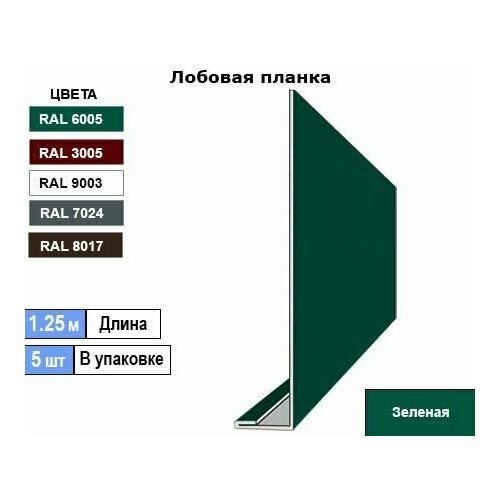 Лобовая планка кровли (100мм) Ral 6005 ( 5 шт ) 1.25м