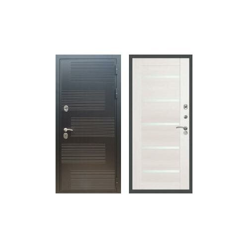 Дверь входная (стальная, металлическая) Сенатор Премиум ФЛ-185 СБ-14 Белое стекло 'Лиственница бежевая'