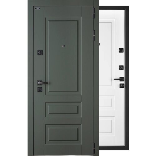 Входная металлическая дверь Олива с внешней МДФ-панелью, 86*205, белый матовый с правосторонним открыванием